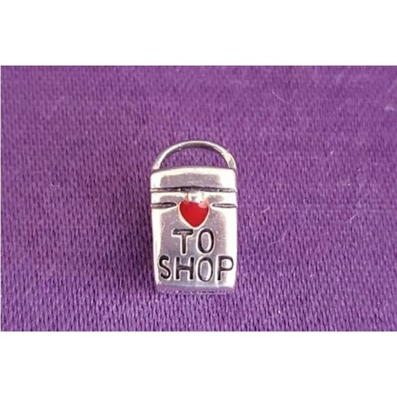 Sterling Silver Shopping Bag Charm 925 Love to Shop Fits Popular Brand Bracelets - Picture 2 of 4
